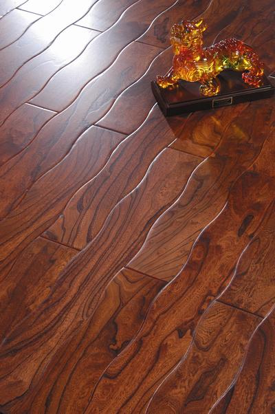 Elm handscraped curved flooring(lake color)